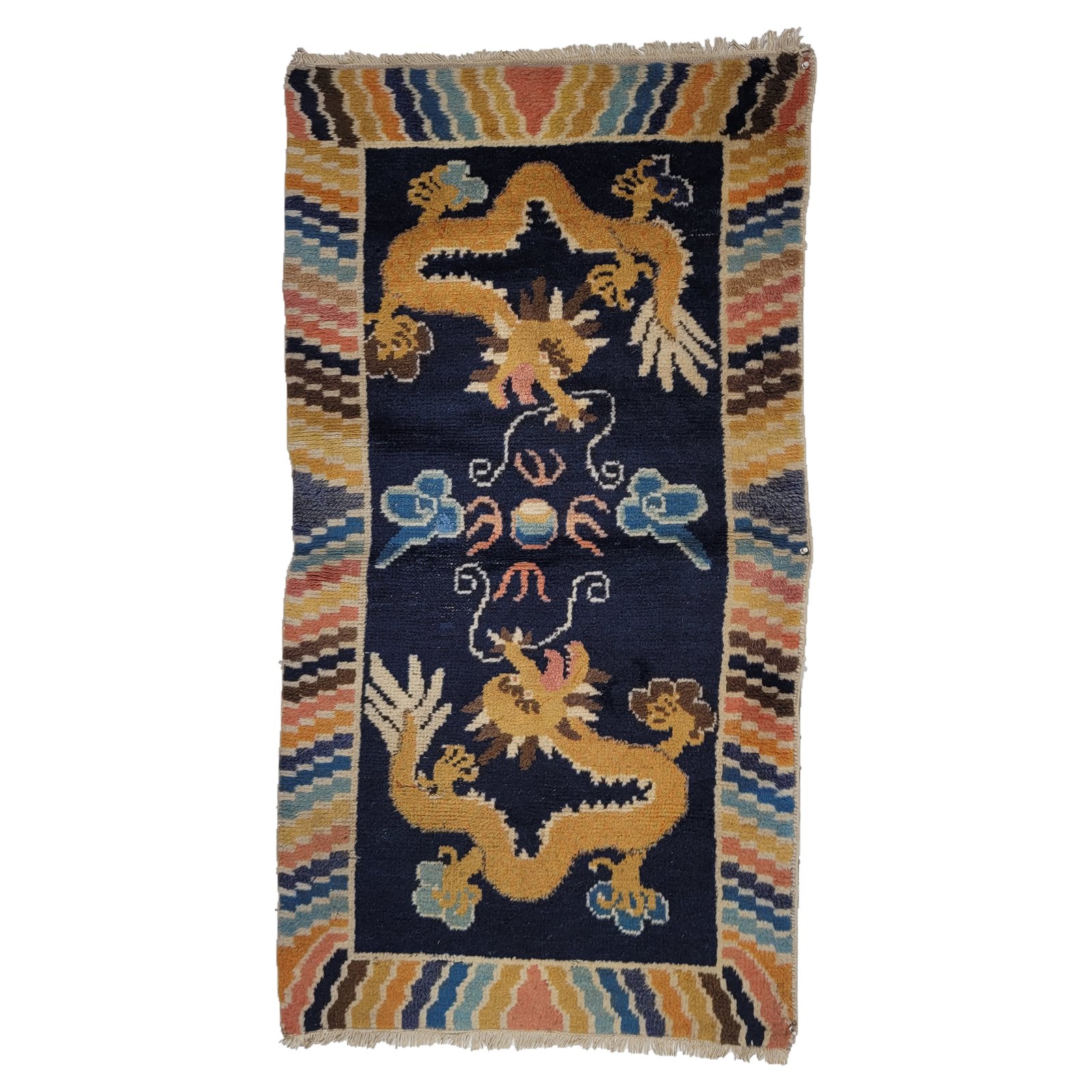 Antique Tibetan Dragon Rug